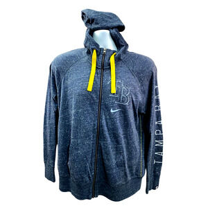 Nike MLB Tampa Bay Devil Rays Men Large Zip Up Hoodie light Jacket Gray Baseball